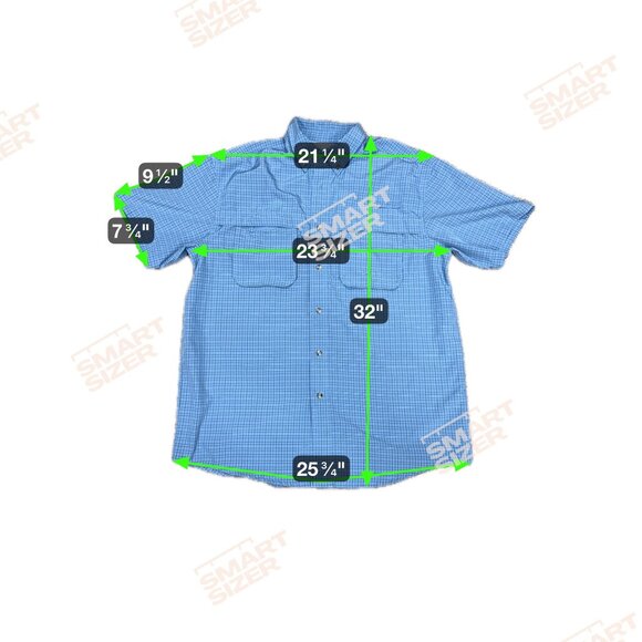 L.L.Bean Mens L Reg Blue Checkered Short Sleeve Button-Up Shirt Vented Fishing - Picture 4 of 4